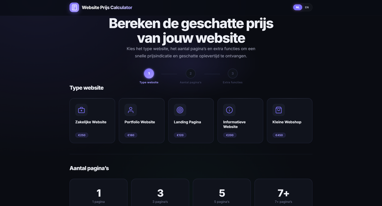 Website Price Calculator